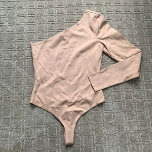 LPA Revolve One Shoulder Long Sleeve Bodysuit Women's S Tan Nude Club NWOT